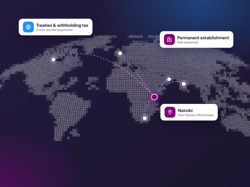 World map showing cross-border connections from Nairobi